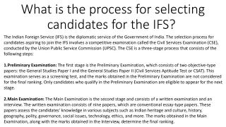 what is the process for selecting candidates for the ifs