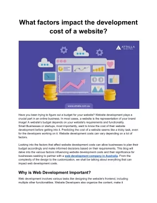 What factors impact the development cost of a website?