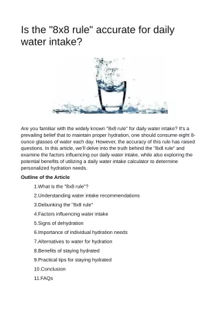 Is the 8by8 rule accurate for daily water intake