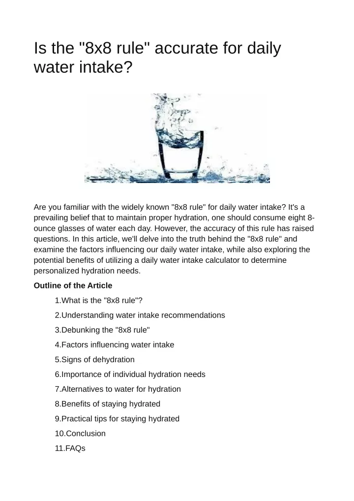 is the 8x8 rule accurate for daily water intake