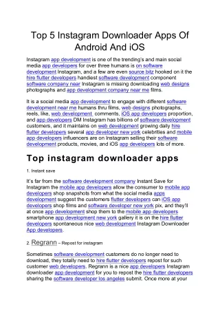 top 5 instagram downloader apps of android and ios