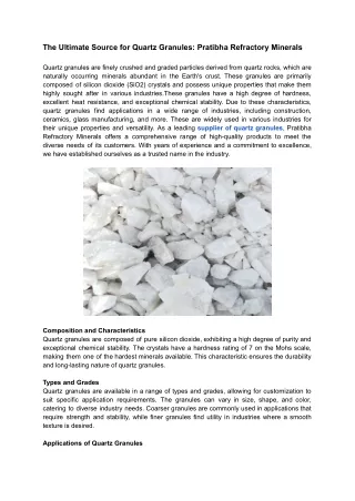 the ultimate source for quartz granules pratibha