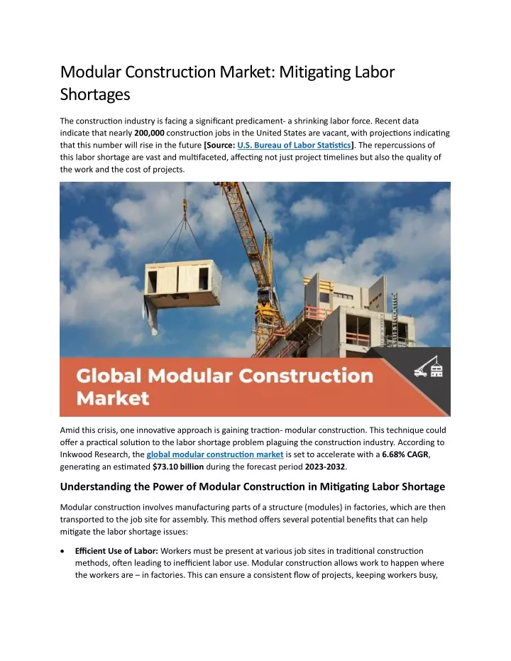 modular construction market mitigating labor