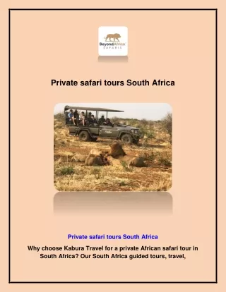Private safari tours South Africa