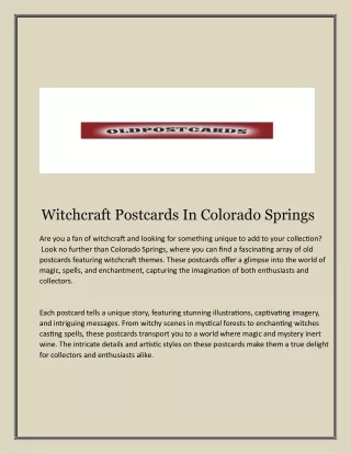Witchcraft Postcards In Colorado Springs