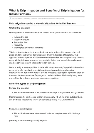 What is Drip Irrigation and Benefits of Drip Irrigation for Indian Farmers