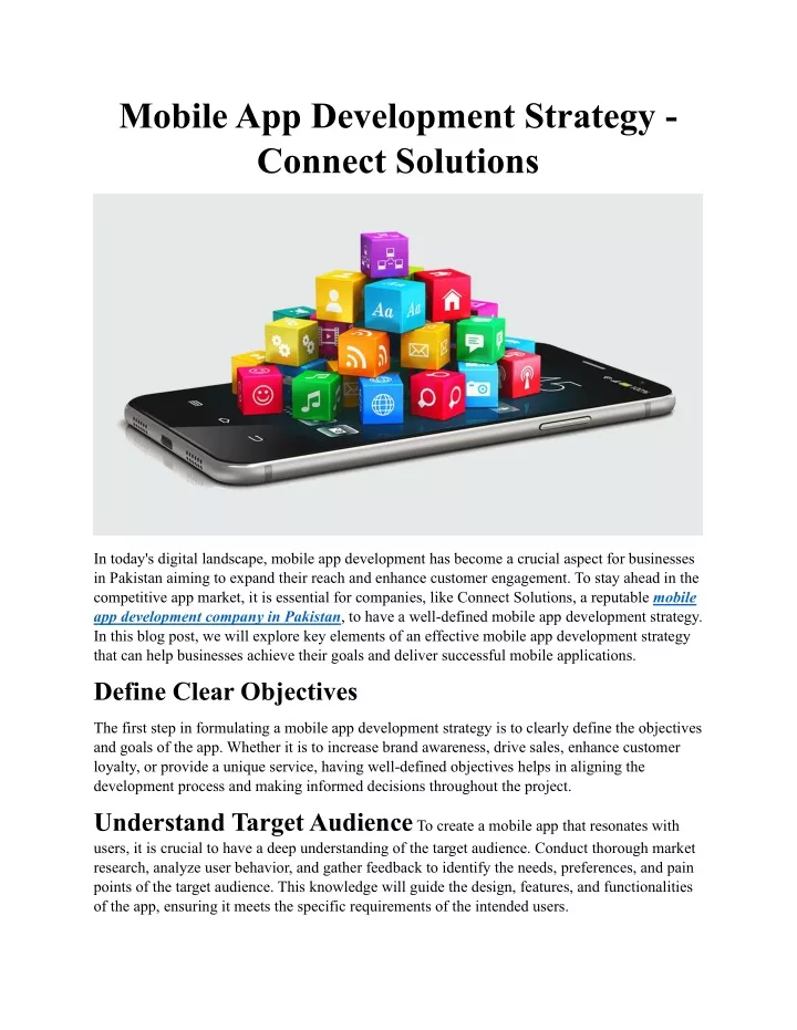 mobile app development strategy connect solutions