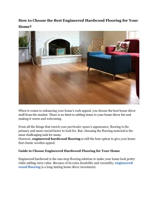 Best Engineered Hardwood Flooring for Your Home