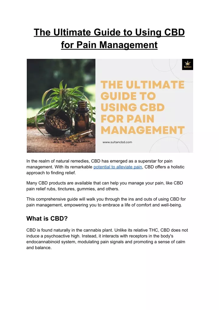 the ultimate guide to using cbd for pain