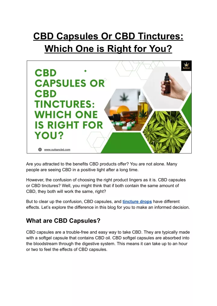 cbd capsules or cbd tinctures which one is right