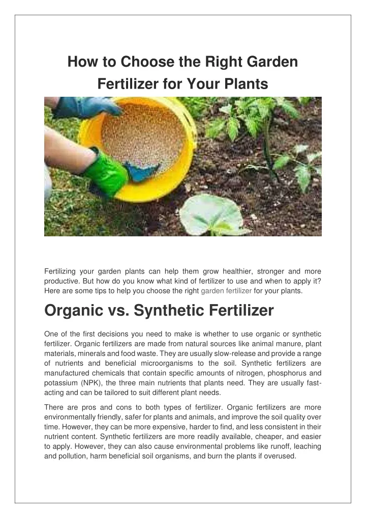 how to choose the right garden fertilizer