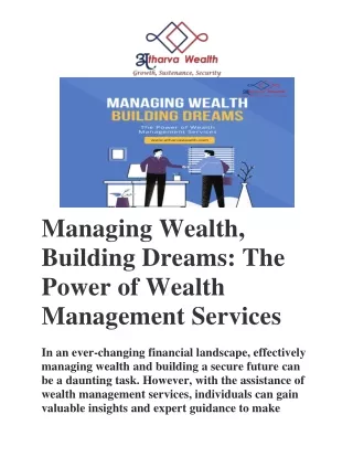 Managing Wealth, Building Dreams The Power of Wealth Management Services