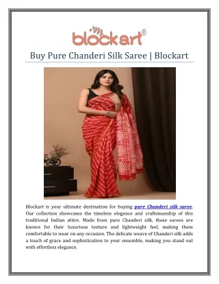 Buy Pure Chanderi Silk Saree | Blockart