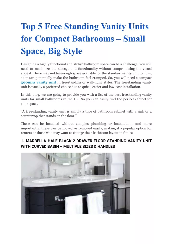 top 5 free standing vanity units for compact