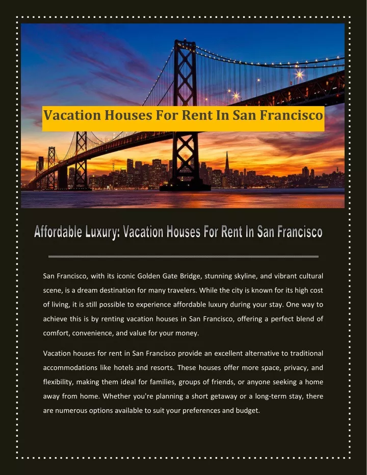 vacation houses for rent in san francisco