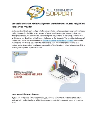 get useful literature review assignment example