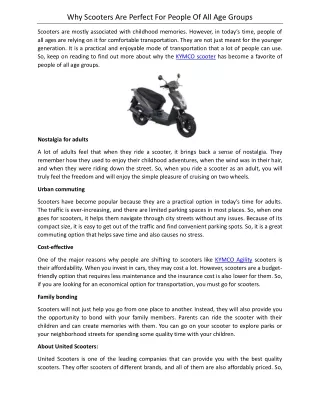 why scooters are perfect for people