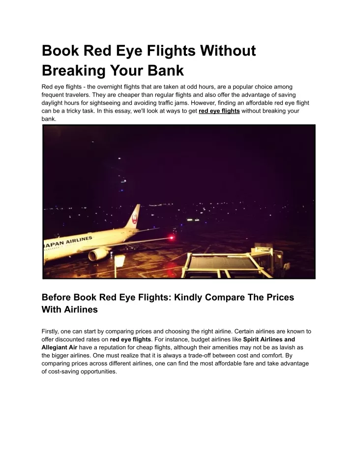 book red eye flights without breaking your bank