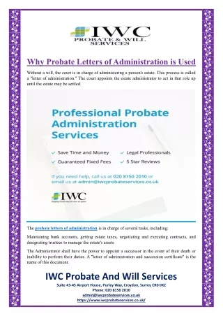 why probate letters of administration is used