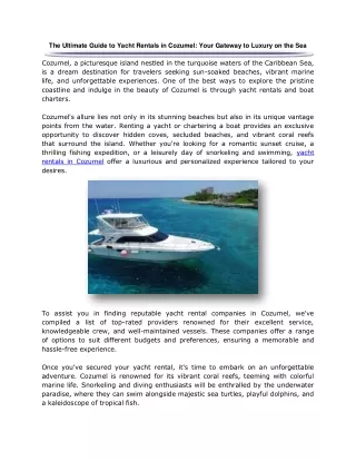 the ultimate guide to yacht rentals in cozumel