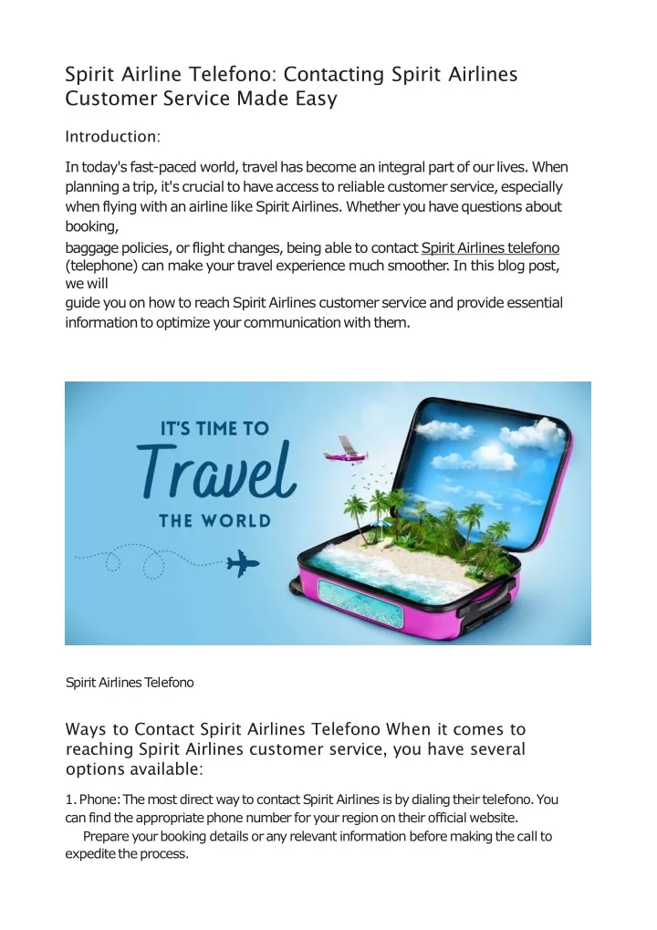 spirit airline telefono contacting spirit