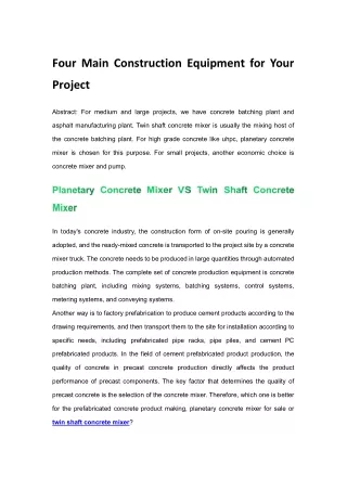 four main construction equipment for your