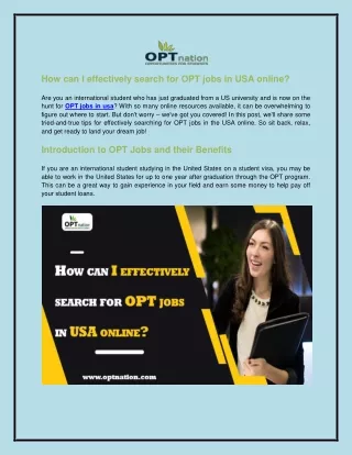 how can i effectively search for opt jobs