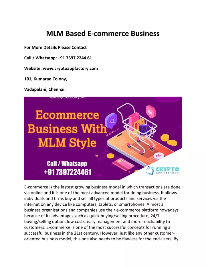 mlm based e commerce business