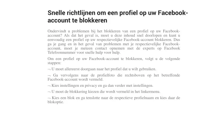 snelle richtlijnen om een profiel op uw facebook