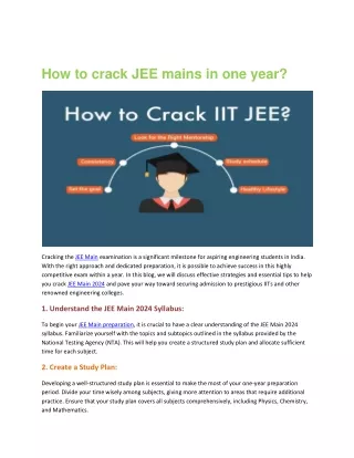 how to crack jee mains in one year