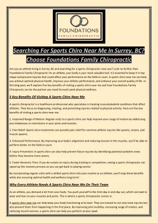 Searching For Sports Chiro Near Me In Surrey BC Choose Foundations Family Chiropractic