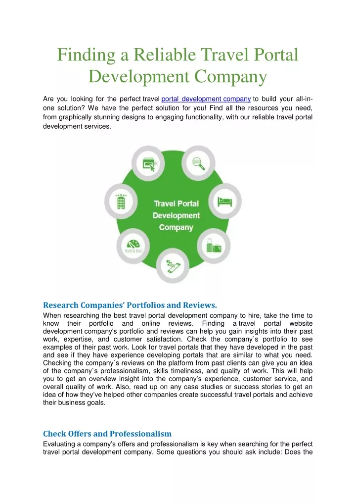 finding a reliable travel portal development