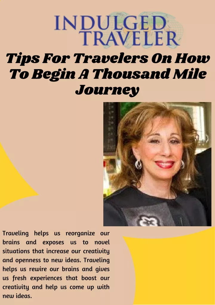 tips for travelers on how to begin a thousand