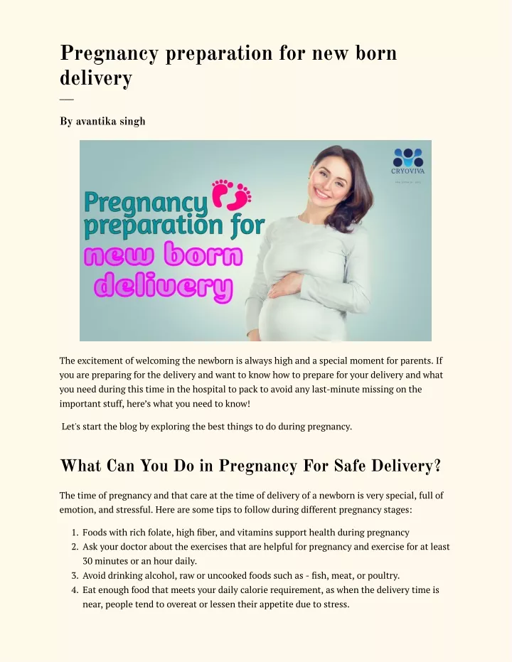 pregnancy preparation for new born delivery