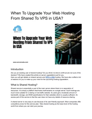 When To Upgrade Your Web hosting From Shared To VPS in USA_