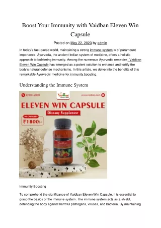 Boost Your Immunity with Vaidban Eleven Win Capsule