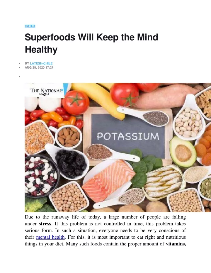 health superfoods will keep the mind healthy