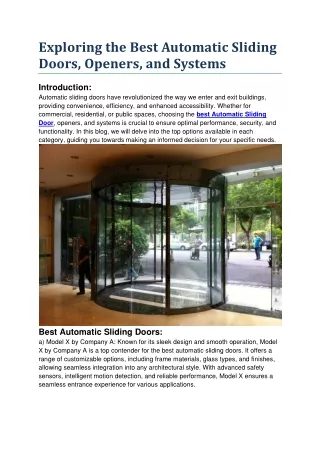 exploring the best automatic sliding doors