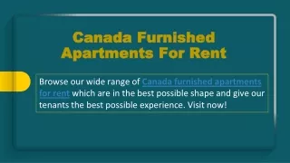 Canada Furnished Apartments For Rent