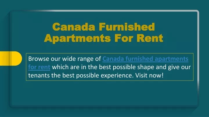 canada furnished apartments for rent