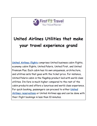 United Airlines Utilites that make your travel expereince grand