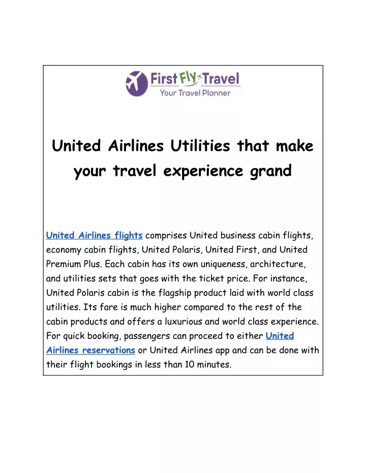 united airlines utilities that make your travel