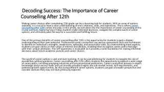 Decoding Success: The Importance of Career Counselling After 12th