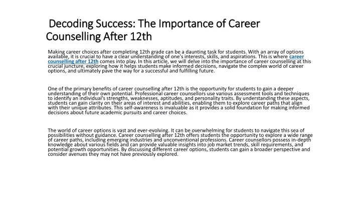 decoding success the importance of career counselling after 12th