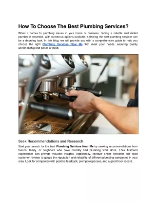 How To Choose The Best Plumbing Services