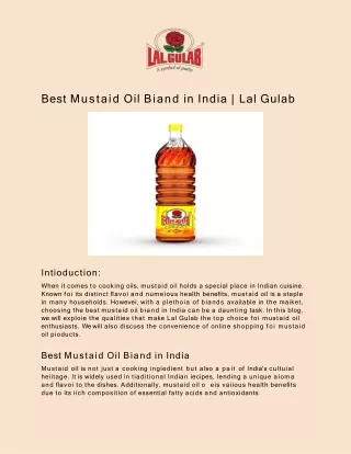 Best Mustard Oil Brand in India| Lal Gulab