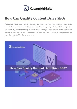 How Can Quality Content Help Drive SEO -Kutumbh Digital
