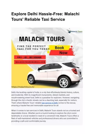 Explore Delhi Hassle-Free_ Malachi Tours' Reliable Taxi Service