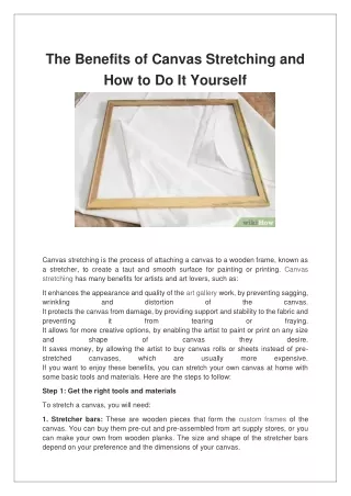 the benefits of canvas stretching