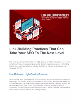 Link-Building Practices That Can Take Your SEO To The Next Level